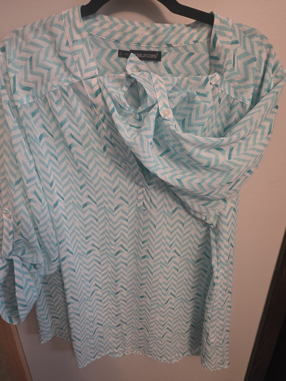 Light Aqua Chevron Blouse